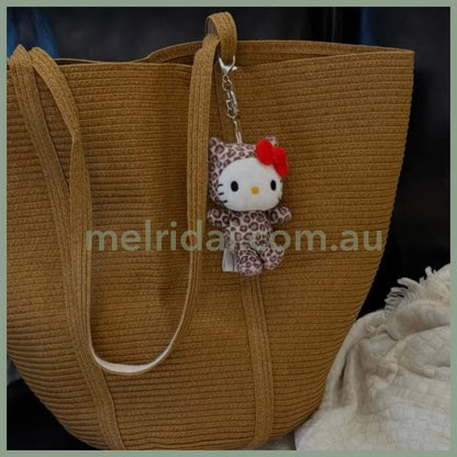SANRIO x 10C REPIPI | Hello Kitty Mascot Fur Keychain Mascot Holder Bag Charm 100 x 55mm (Leopard)