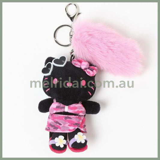 SANRIO x 10C REPIPI | Hello Kitty Mascot Fur Keychain Mascot Holder Bag Charm 100 x 55mm (Swimsuit Black)