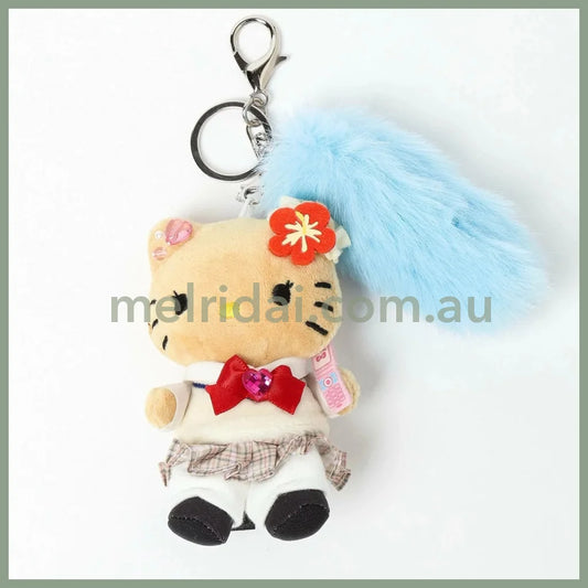 SANRIO x 10C REPIPI | Hello Kitty Mascot Fur Keychain Mascot Holder Bag Charm 100 x 55mm (Swimsuit Black)