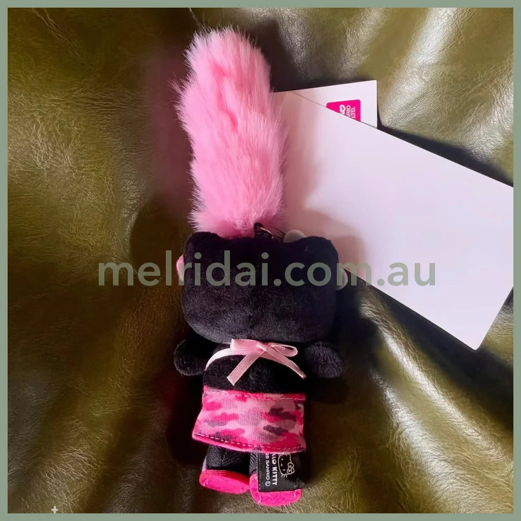 SANRIO x 10C REPIPI | Hello Kitty Mascot Fur Keychain Mascot Holder Bag Charm 100 x 55mm (Swimsuit Black)