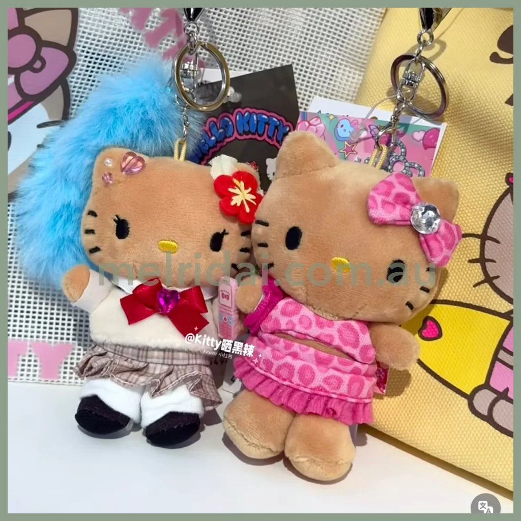 SANRIO x 10C REPIPI | Hello Kitty Mascot Fur Keychain Mascot Holder Bag Charm 100 x 55mm (Swimsuit Black)