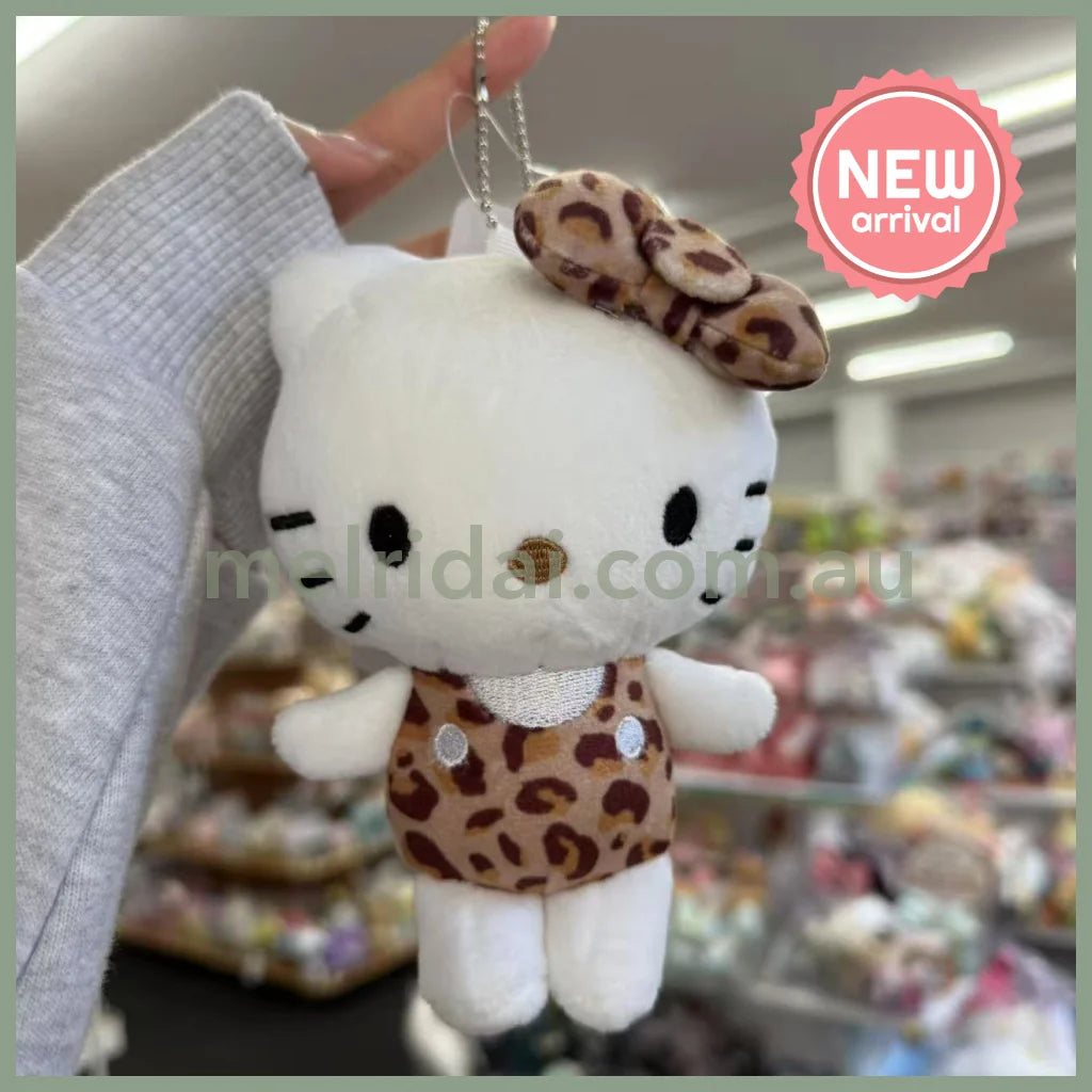 SANRIO x Avail | Hello Kitty 50th Anniversary Mascot Holder Plush Keychain 14 x 12cm (Leopard - Brown)