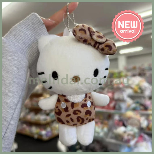 SANRIO x Avail | Hello Kitty 50th Anniversary Mascot Holder Plush Keychain 14 x 12cm (Leopard - Brown)