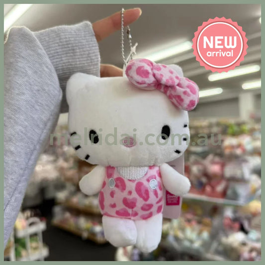 SANRIO x Avail | Hello Kitty 50th Anniversary Mascot Holder Plush Keychain 14 x 12cm (Leopard - Pink)