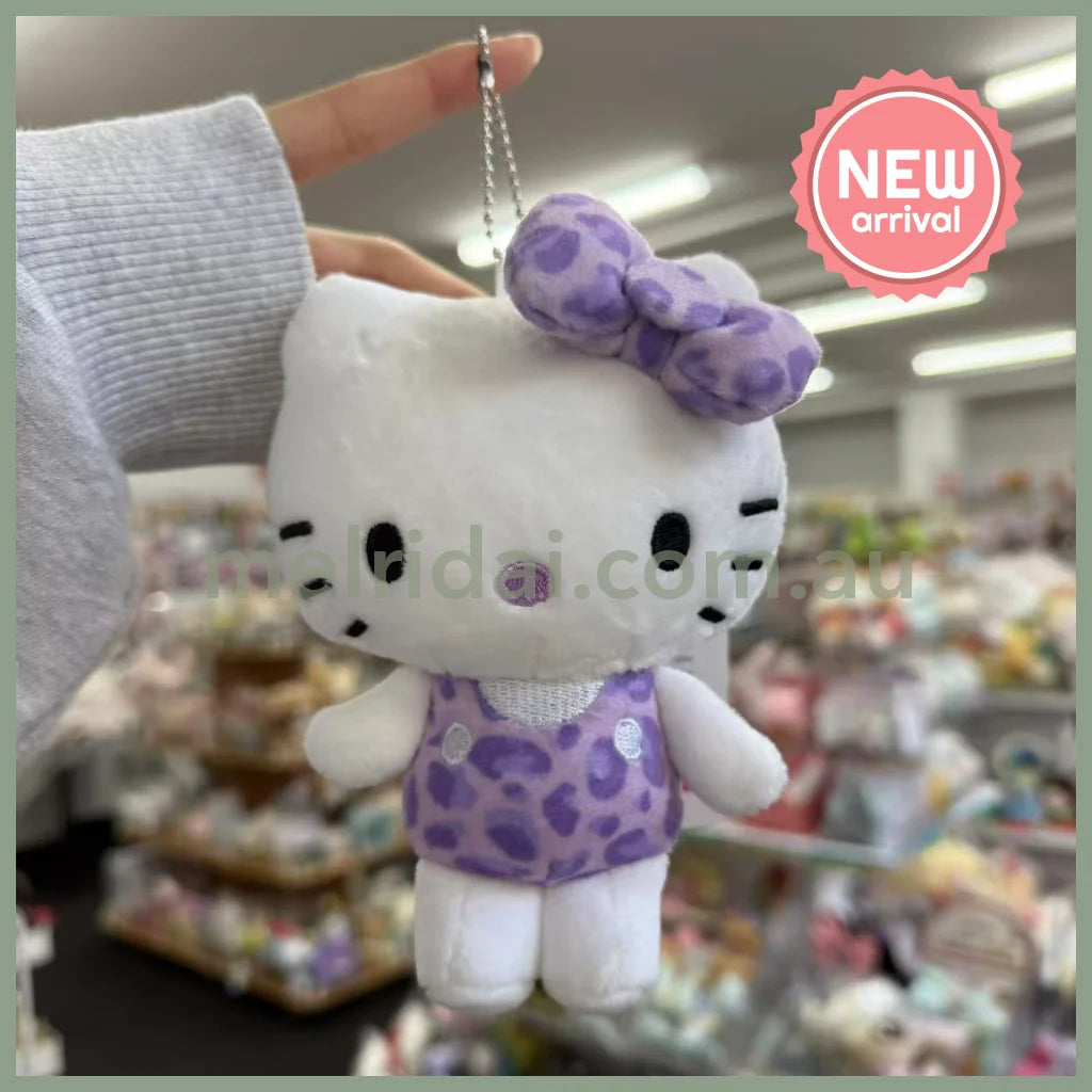 SANRIO x Avail | Hello Kitty 50th Anniversary Mascot Holder Plush Keychain 14 x 12cm (Leopard - Purple)