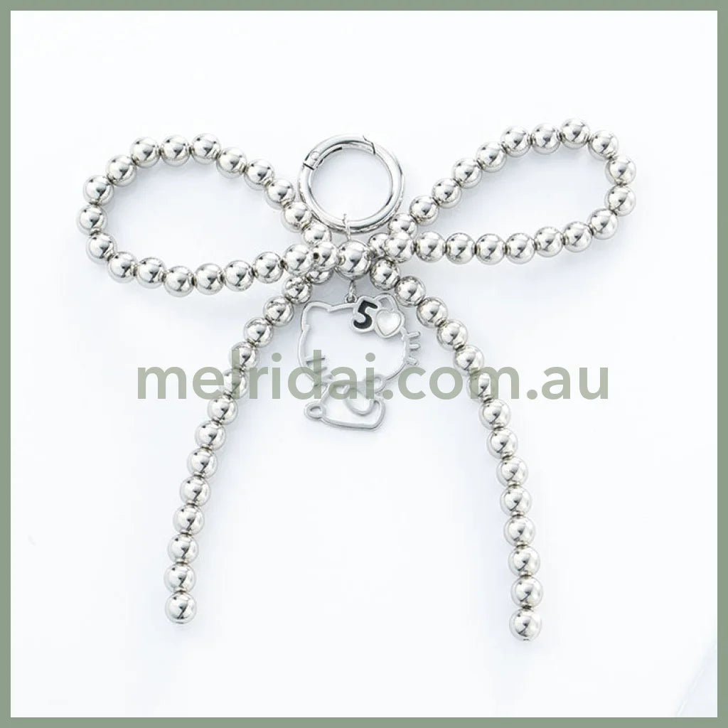Sanrio X Avail | Hello Kitty Bow Tie Keychain/Keyring (Silver)