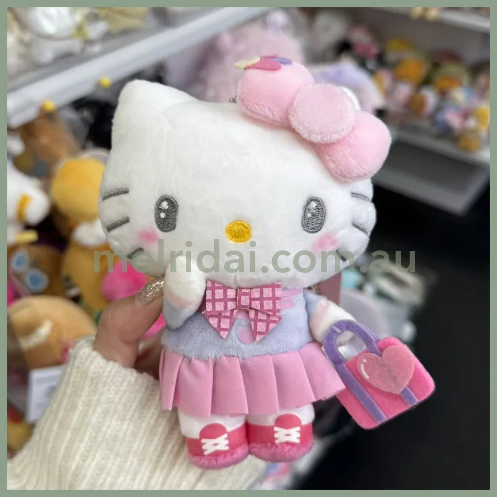 SANRIO x Avail | Hello Kitty Mascot Holder Plush Keychain Bag Charm 50×75×138mm (High School Series Heisei)
