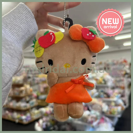 SANRIO x Avail | Tan Hello Kitty 50th Anniversary Mascot Holder Plush Keychain (Fruit)