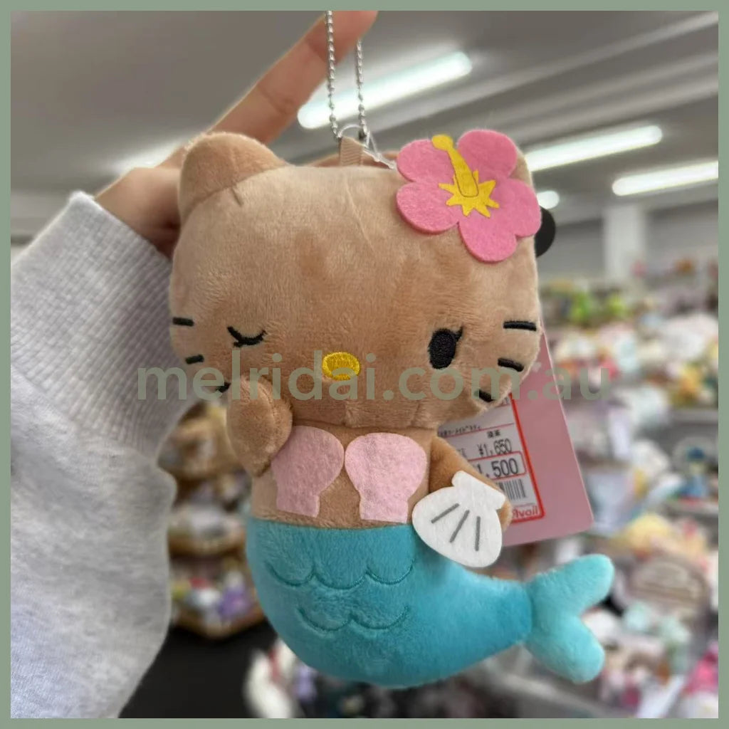 SANRIO x Avail | Tan Hello Kitty 50th Anniversary Mascot Holder Plush Keychain (Mermaid)
