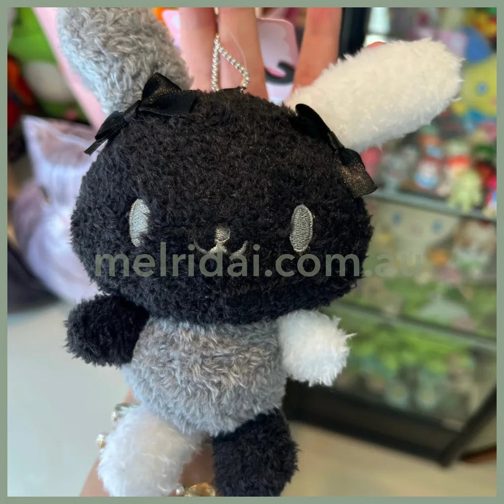 SANRIO x Avail | Usahana Mascot Holder Plush Keychain Bag Charm 50×75×138mm (Fluffy Black & White)