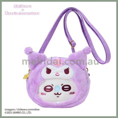 SANRIO x CHIIKAWA | Kuromi Momonga Plush Shoulder Bag Crossbody Bag 23.5×5×12.5cm