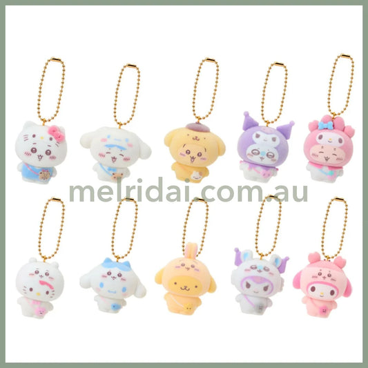 SANRIO x CHIIKAWA | Secret Flocked Mascot Charm Blind Box 50×37×53mm