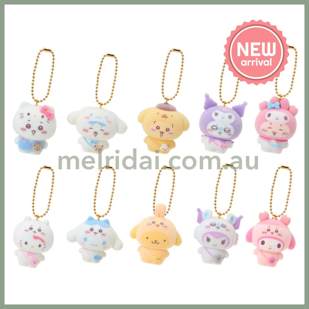 SANRIO x CHIIKAWA | Secret Flocked Mascot Charm Blind Box 50×37×53mm