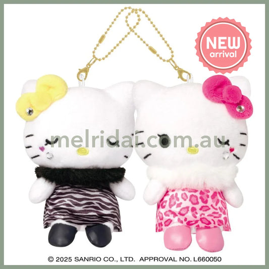 SANRIO x CRUX | Hello Kitty & Hello Mimmy Nico Large Magnetic Plush Keychain Set 160 x 160 x 70mm (Dress)