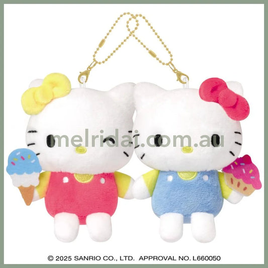 SANRIO x CRUX | Hello Kitty & Hello Mimmy Nico Large Magnetic Plush Keychain Set 160 x 160 x 70mm (Sweets)