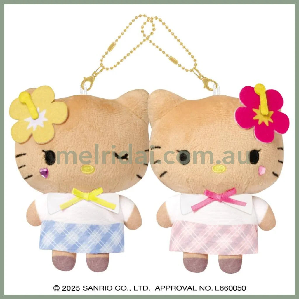 SANRIO x CRUX | Hello Kitty & Hello Mimmy Nico Large Magnetic Plush Keychain Set 160 x 160 x 70mm (Tanned Gal Kitty Y2K)