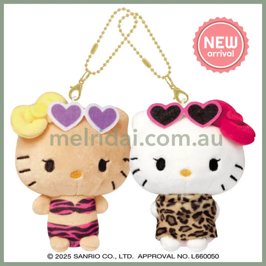 SANRIO x CRUX | Hello Kitty & Hello Mimmy Tanned With Sunglasses Nico Magnetic Plush Keychain Set 170 x 130 x 55mm (Gal