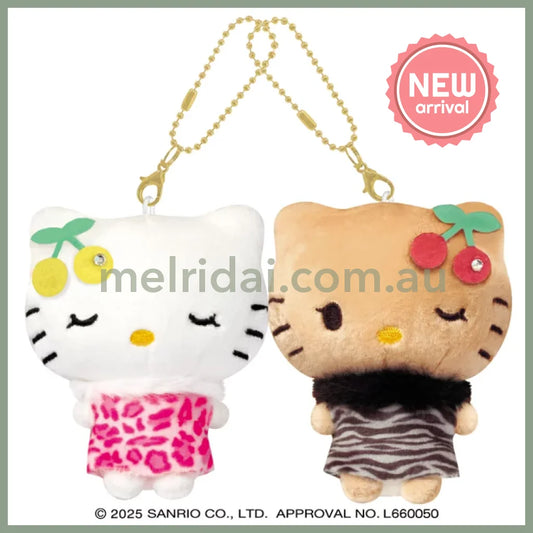 SANRIO x CRUX | Hello Kitty Tanned & Hello Mimmy Cherry Nico Magnetic Plush Keychain Set 170 x 130 x 55mm (Gal Kitty