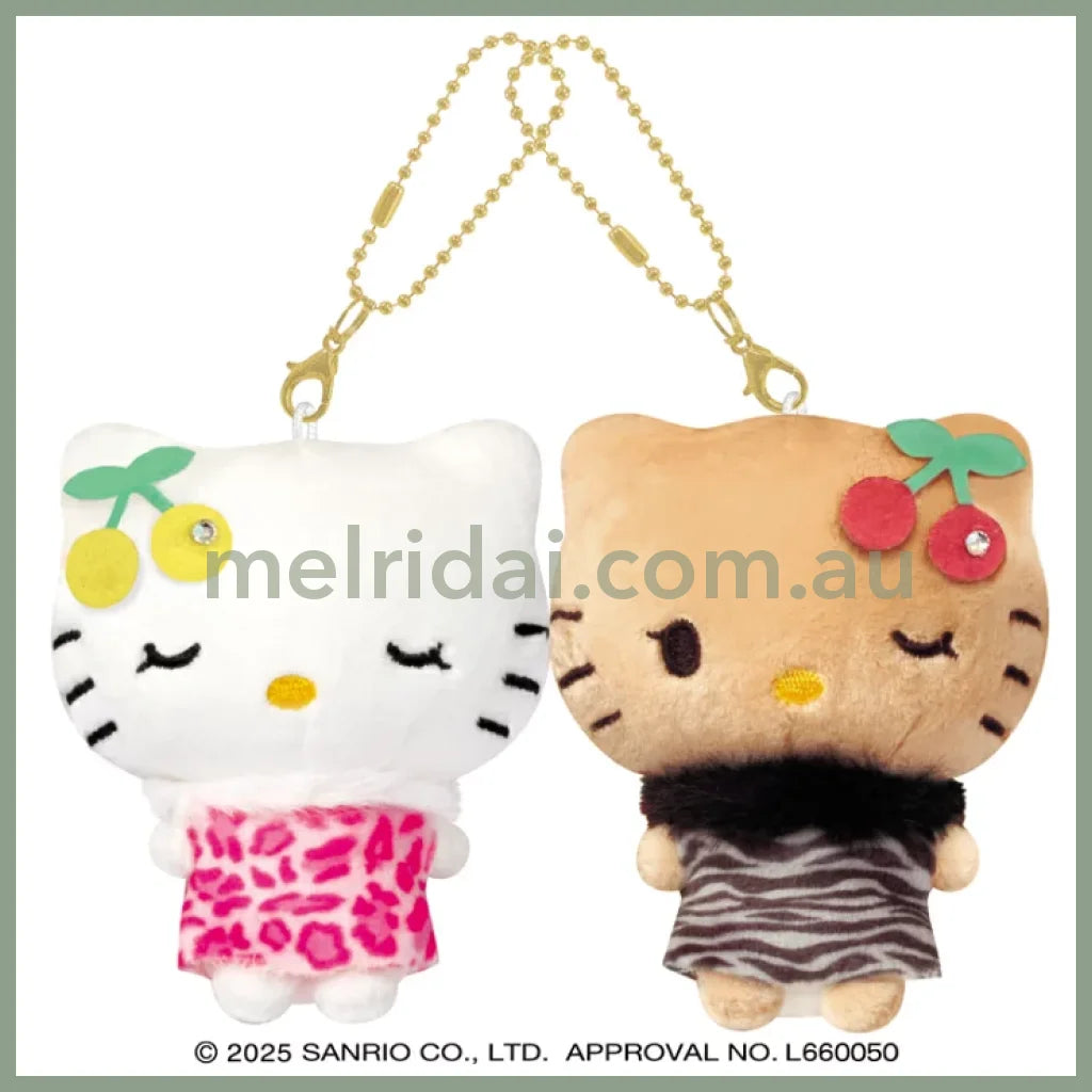 SANRIO x CRUX | Hello Kitty Tanned & Hello Mimmy Cherry Nico Magnetic Plush Keychain Set 170 x 130 x 55mm (Gal Kitty