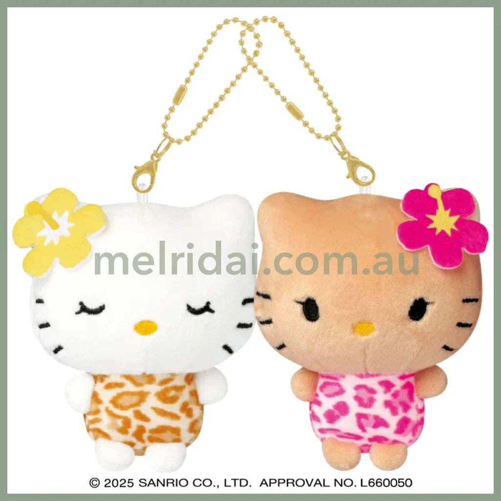 SANRIO x CRUX | Hello Kitty Tanned & Hello Mimmy Leopard Print Nico Magnetic Plush Keychain Set 170 x 130 x 55mm (Gal