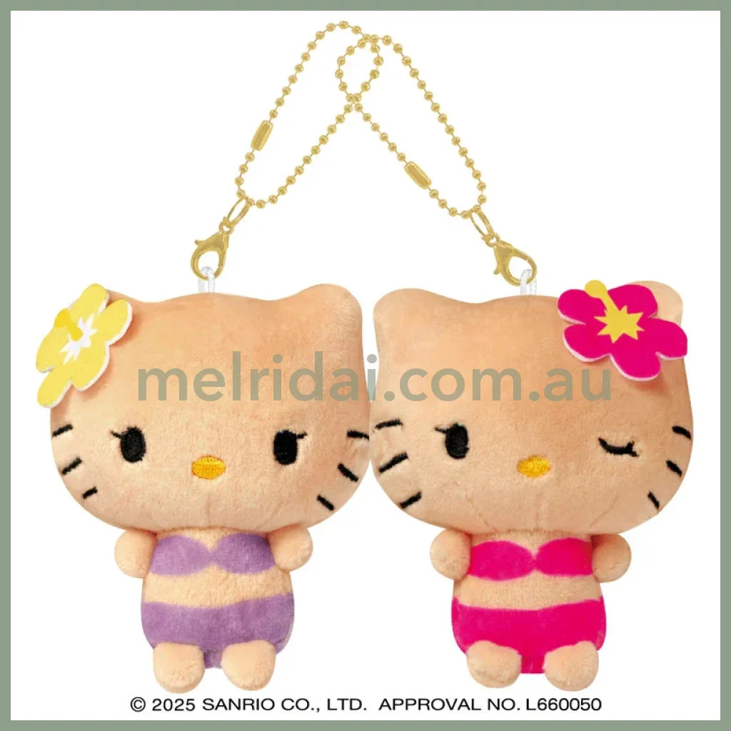 SANRIO x CRUX | Hello Kitty Tanned & Hello Mimmy Suntan Nico Magnetic Plush Keychain Set 170 x 130 x 55mm (Gal Kitty