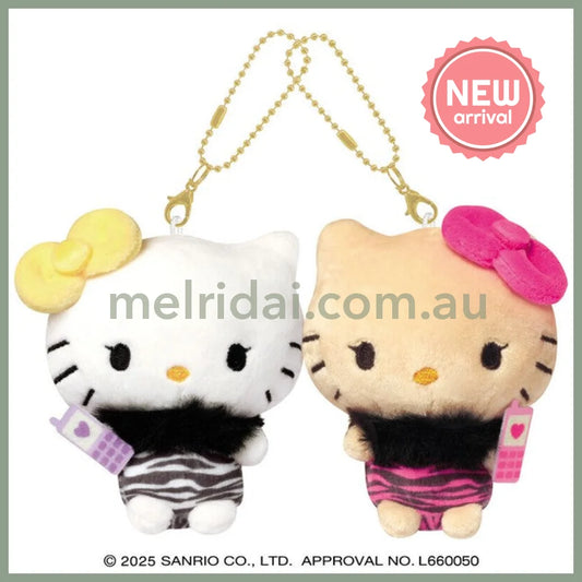 SANRIO x CRUX | Hello Kitty Tanned & Hello Mimmy With Phone Nico Magnetic Plush Keychain Set 170 x 130 x 55mm (Gal