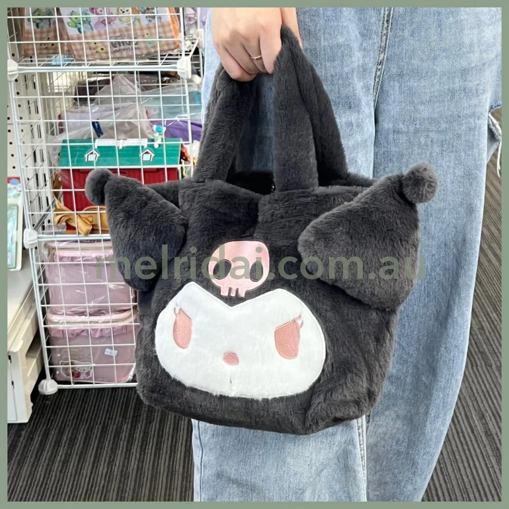 Sanrio X Grlfluffy Tote Kuromi -Charcoal