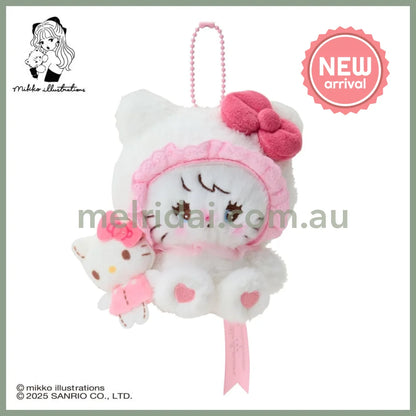 SANRIO x mikko illustrations | Hello Kitty Mascot Holder Bag Charm Plush Keychain 180×40×130mm
