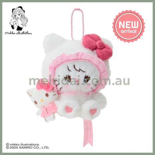 SANRIO x mikko illustrations | Hello Kitty Mascot Holder Bag Charm Plush Keychain 180×40×130mm