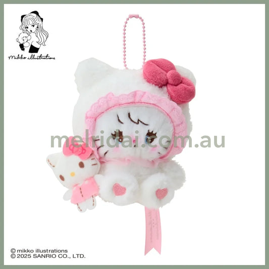 SANRIO x mikko illustrations | Hello Kitty Mascot Holder Bag Charm Plush Keychain 180×40×130mm