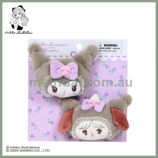 SANRIO x mikko illustrations | Kuromi Hair Clip Set 70×40×50mm