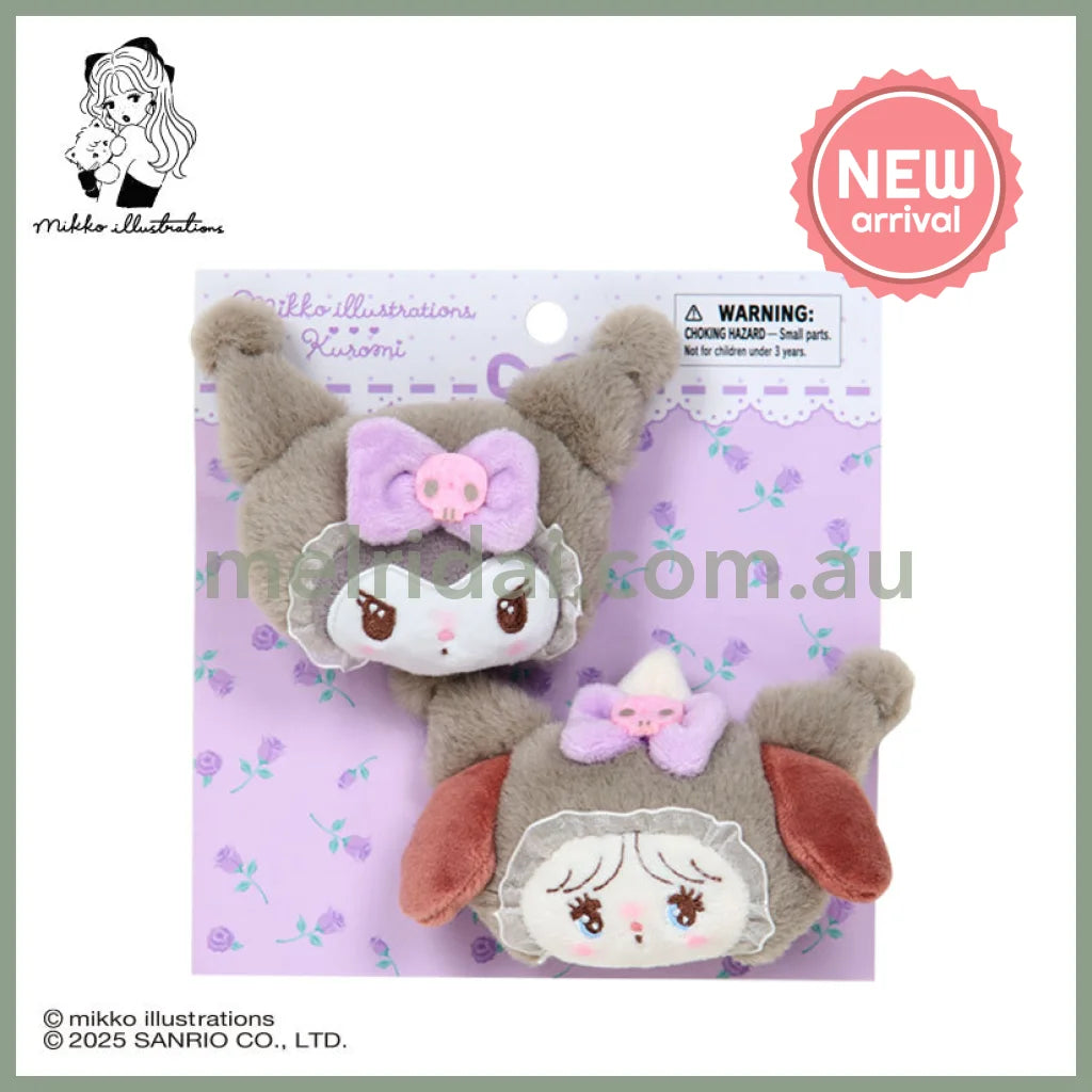 SANRIO x mikko illustrations | Kuromi Hair Clip Set 70×40×50mm