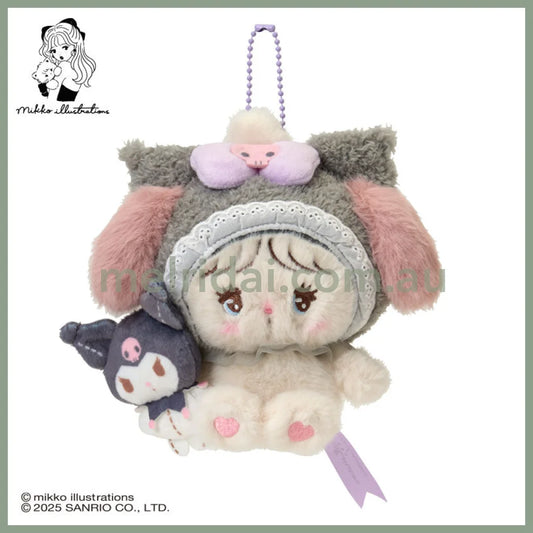 SANRIO x mikko illustrations | Kuromi Mascot Holder Bag Charm Plush Keychain 180×40×130mm