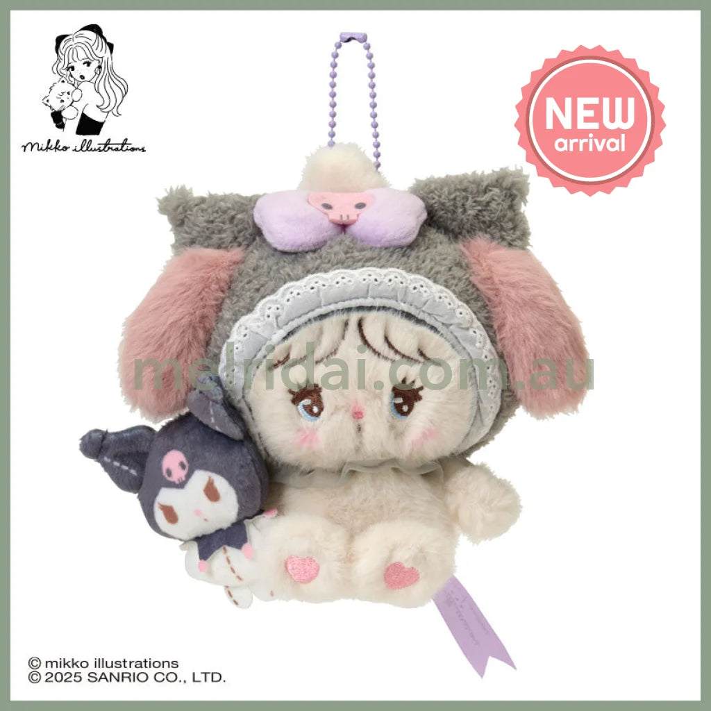 SANRIO x mikko illustrations | Kuromi Mascot Holder Bag Charm Plush Keychain 180×40×130mm