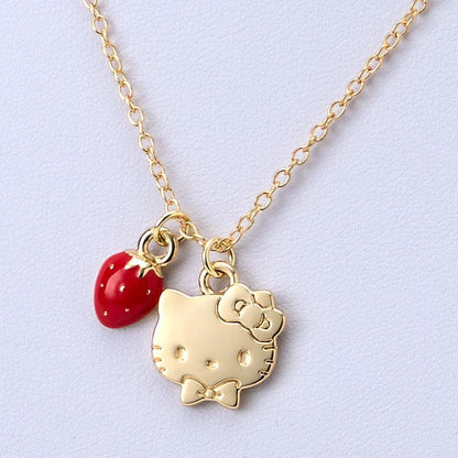 Sanrio | Hello Kitty Plush Toy W22×D10×H17Cm & Necklace 46Cm Gift Set (Shortcake)