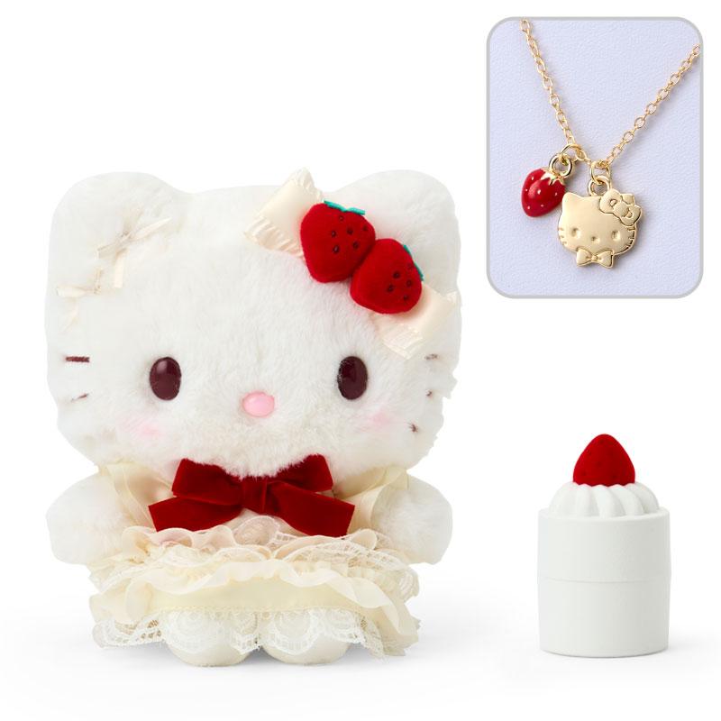 Sanrio | Hello Kitty Plush Toy W22×D10×H17Cm & Necklace 46Cm Gift Set (Shortcake)