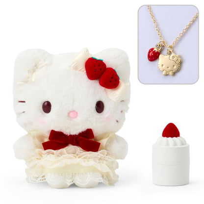 Sanrio | Hello Kitty Plush Toy W22×D10×H17Cm & Necklace 46Cm Gift Set (Shortcake)
