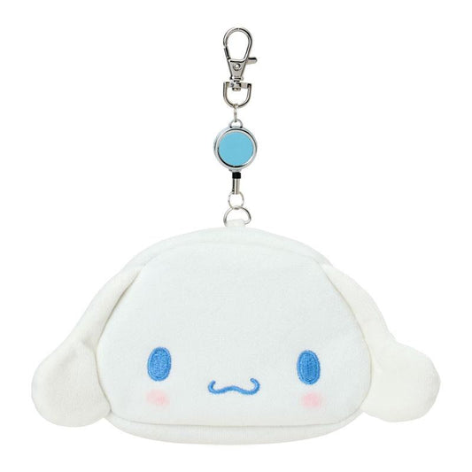 SANRIO | Cinnamoroll Face-shaped Pass Case & Pouch Keychain With Reel 140×50×120mm