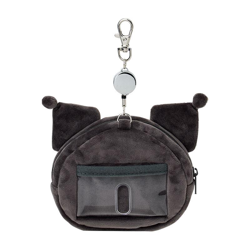 SANRIO | Kuromi Face-shaped Pass Case & Pouch Keychain With Reel 140×50×120mm