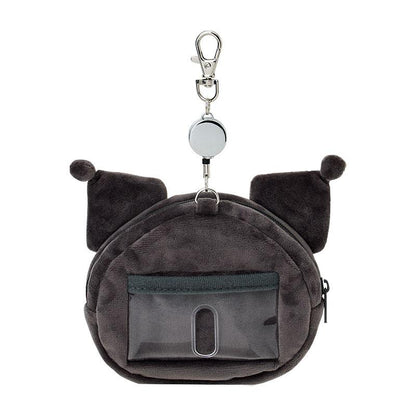 SANRIO | Kuromi Face-shaped Pass Case & Pouch Keychain With Reel 140×50×120mm