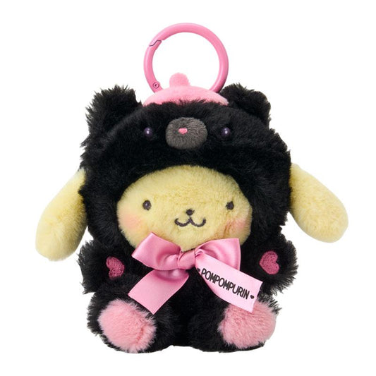 SANRIO | Pom Pom Purin Pompompurin Mascot Holder Bag Charm Plush Keychain 140x80x130mm (Black Animals)