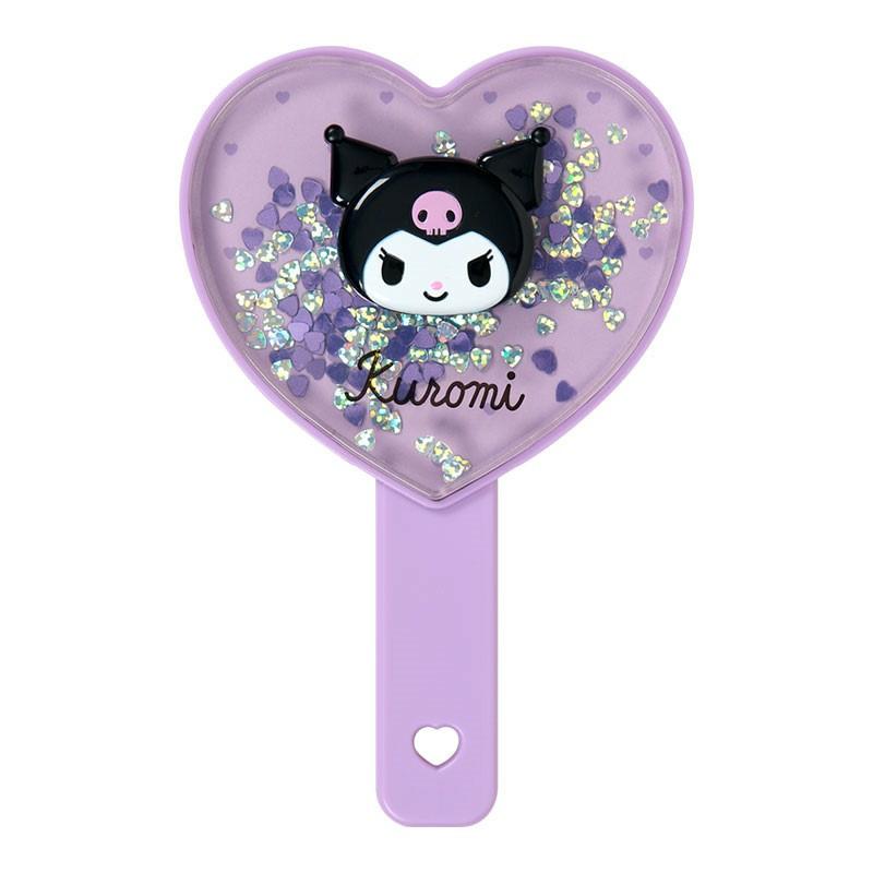 SANRIO | Kuromi Hand Mirror 100×15×155mm (Sparkling Sequins Heart Shaped)