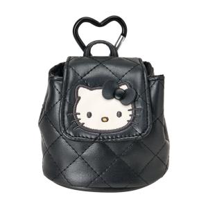 SANRIO | Hello Kitty Mini Pouch with Carabiner Backpack Style Black 85×60×100mm (Miniature Quilt)
