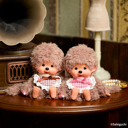 Monchhichi | Fluffy Curly Sweet Brown Plush Dolls Plush Toy H19 x W13 x D7.5cm (Pink)