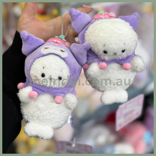 Sirotan x SANRIO | Kuromi Plush Keychain Mascot Holder Bag Charm W110 x H120 x D70mm (Store Limited Strawberry)
