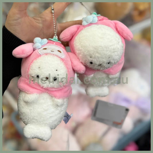 Sirotan x SANRIO | My Melody Plush Keychain Mascot Holder Bag Charm W110 x H120 x D70mm (Store Limited Strawberry)