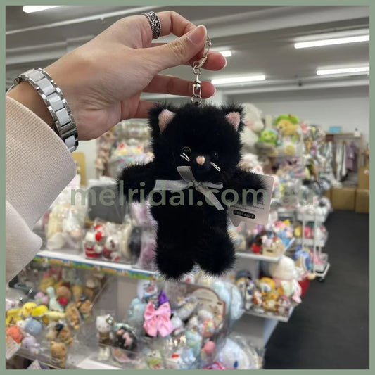 STREAM | TWIN Animal Mascot Holder Plush Keychain 13cm Approx. (Cat - Black)