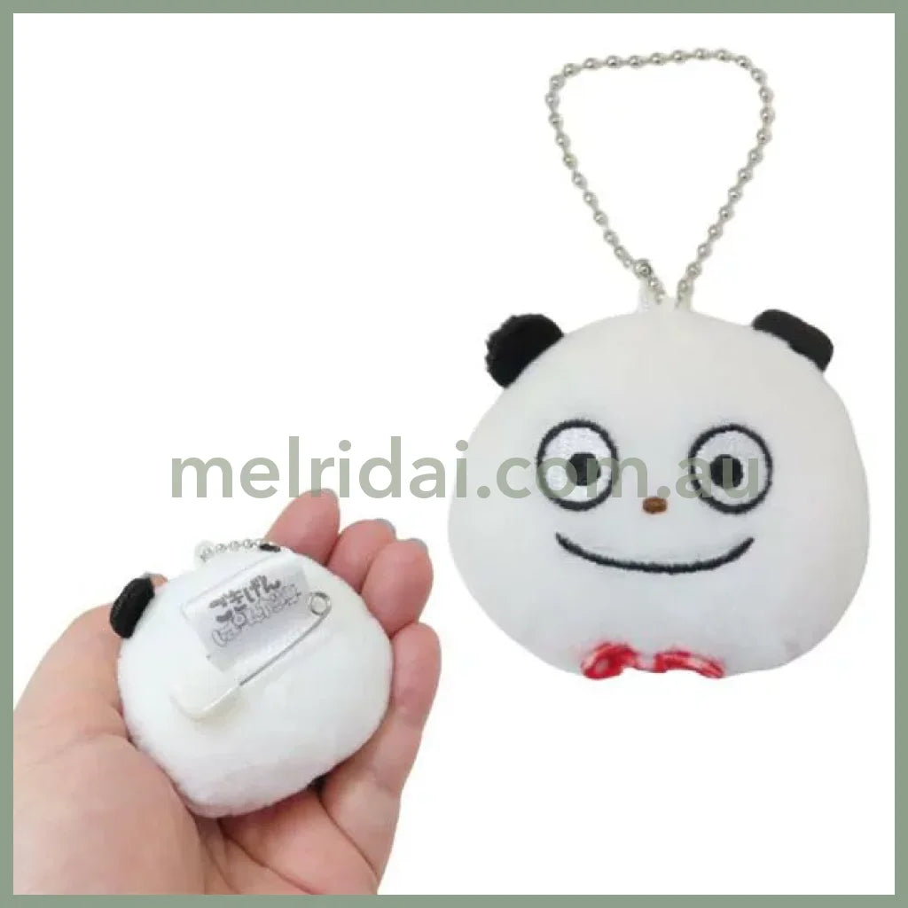 Studio UG | Panda Face Shape Mascot Holder Bag Charm Plush Keychain with Badge 65x55x30mm