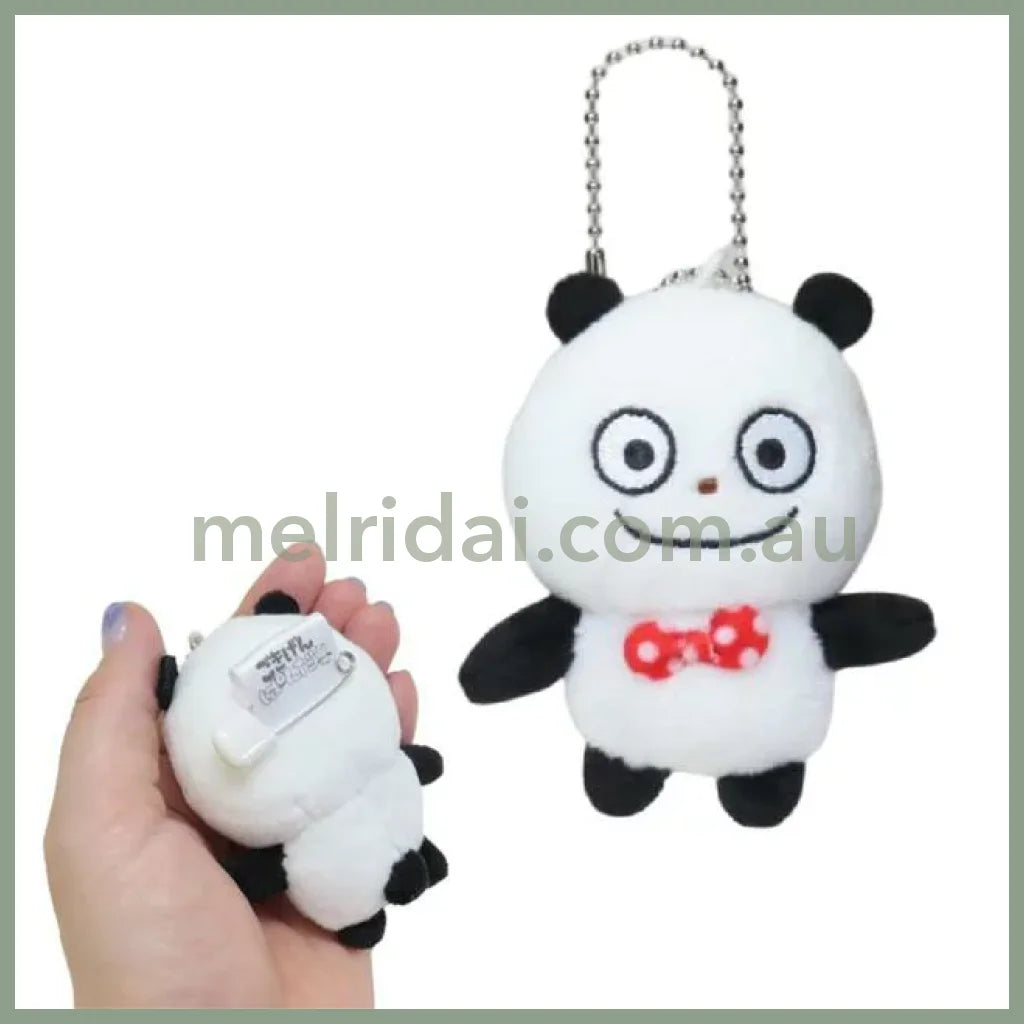 Studio UG | Panda Mascot Holder Bag Charm Plush Keychain with Badge 70x95x35mm