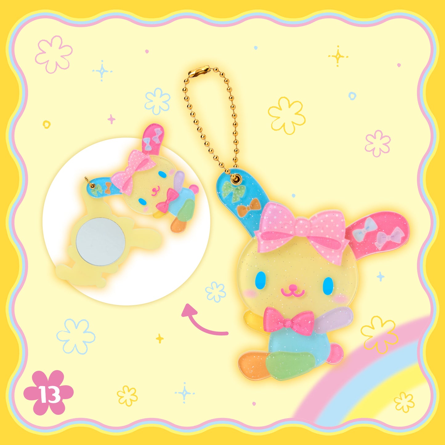 SANRIO | Usahana Slide Mirror Keychain 80x9x90mm (Always Loved)